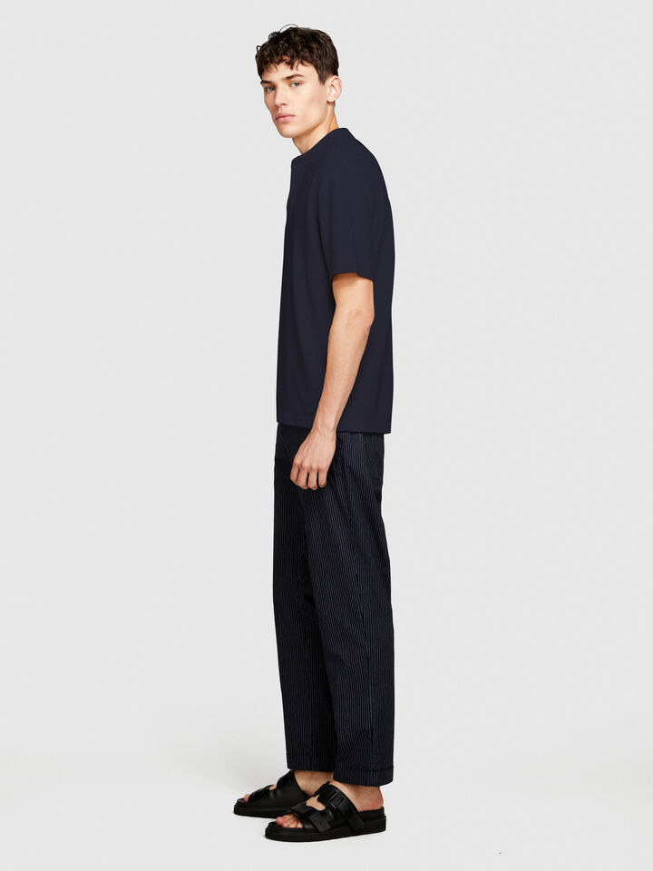 T-shirt in pique - men's short sleeve t-shirts - Dark Blue | Sisley image number 2